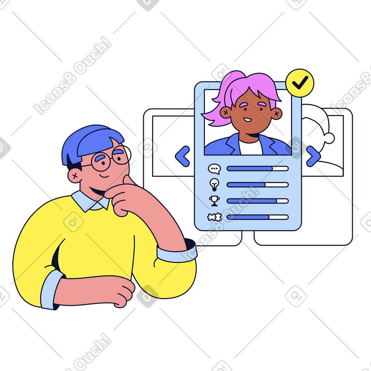 HR choosing the best candidate illustration in Flexy style download in PNG, SVG