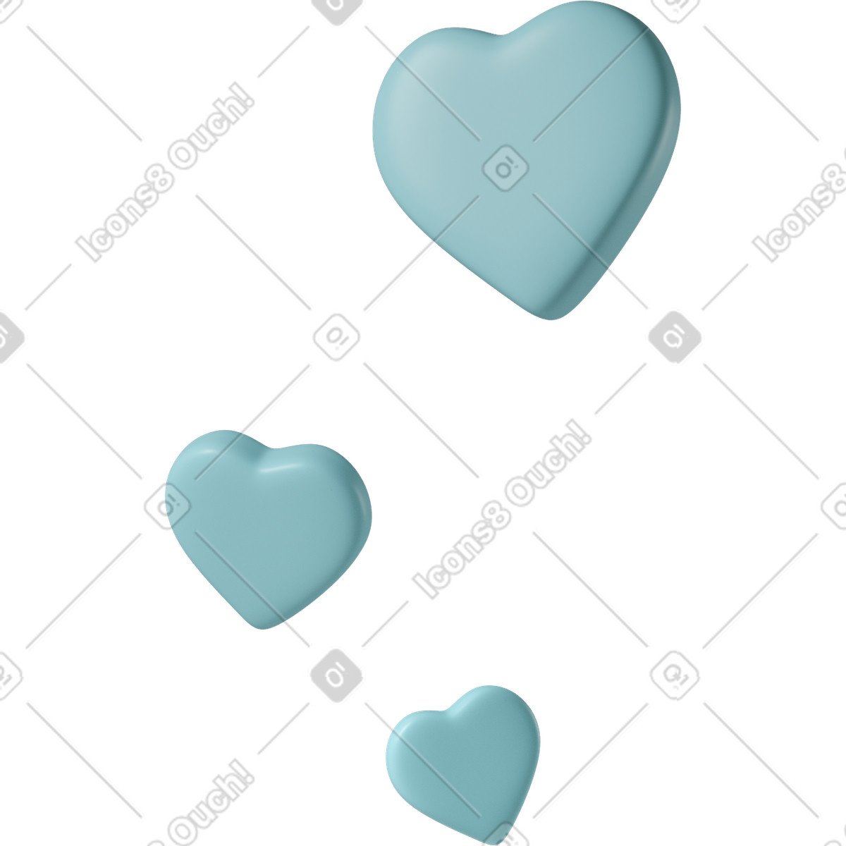 3D Casual life スタイルの Floating blue hearts のイラストをPNG、SVG形式でダウンロード
