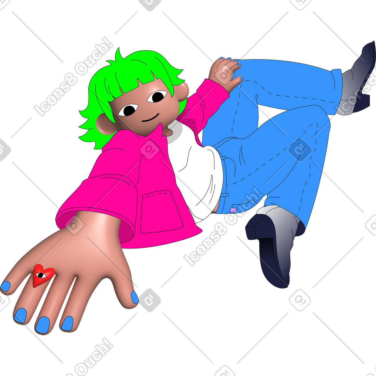 Illustration Jeune femme tendant la main vers quelque chose dans le style Pop à télécharger aux formats PNG, SVG
