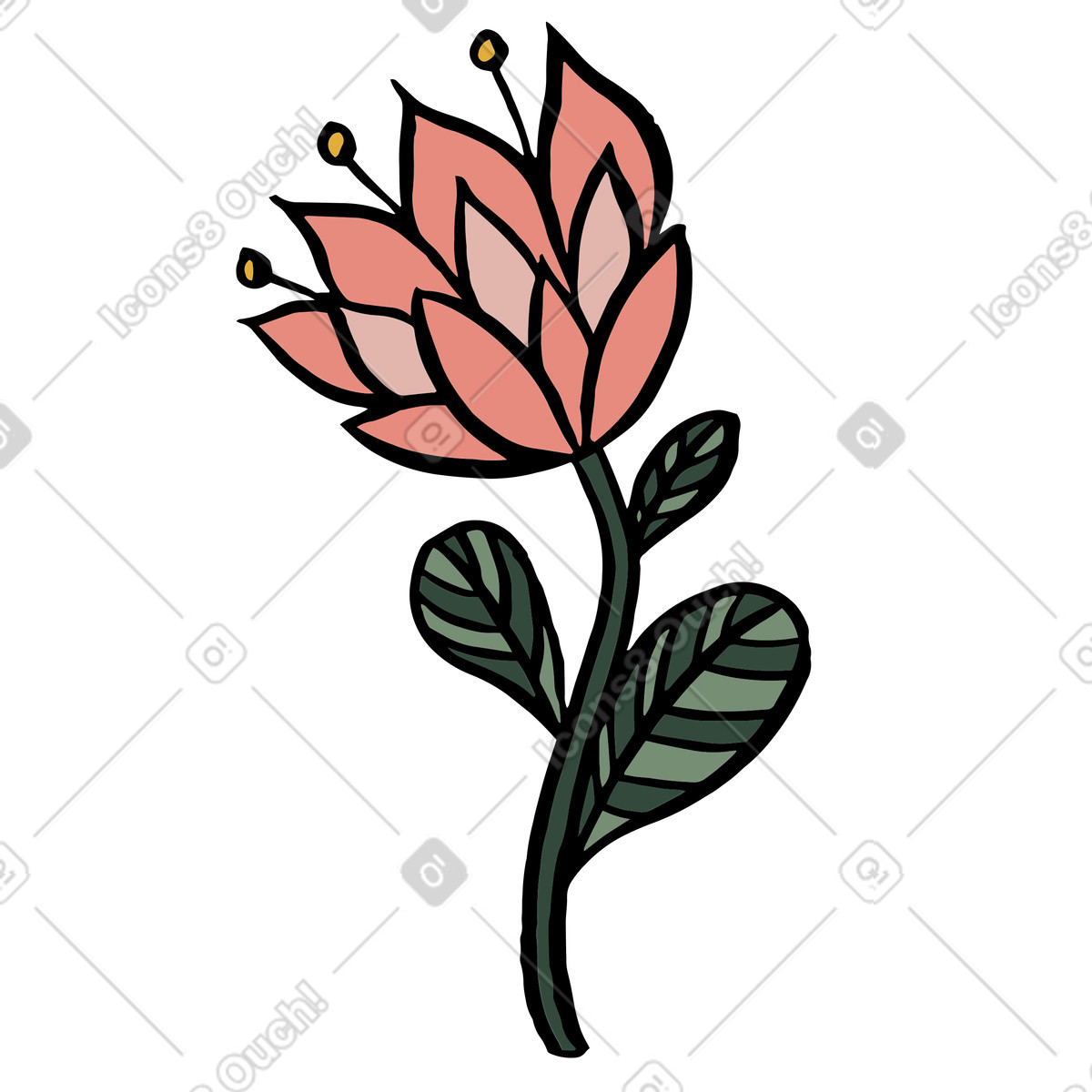 Scandi スタイルの Red flowering plant のイラストをPNG、SVG形式でダウンロード