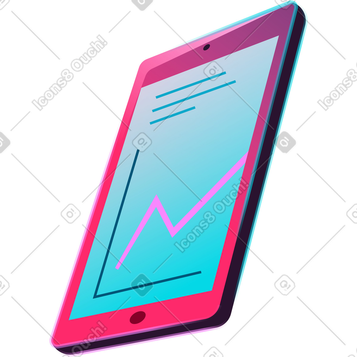 Perspective chart tablet illustration in Neon style download in PNG, SVG