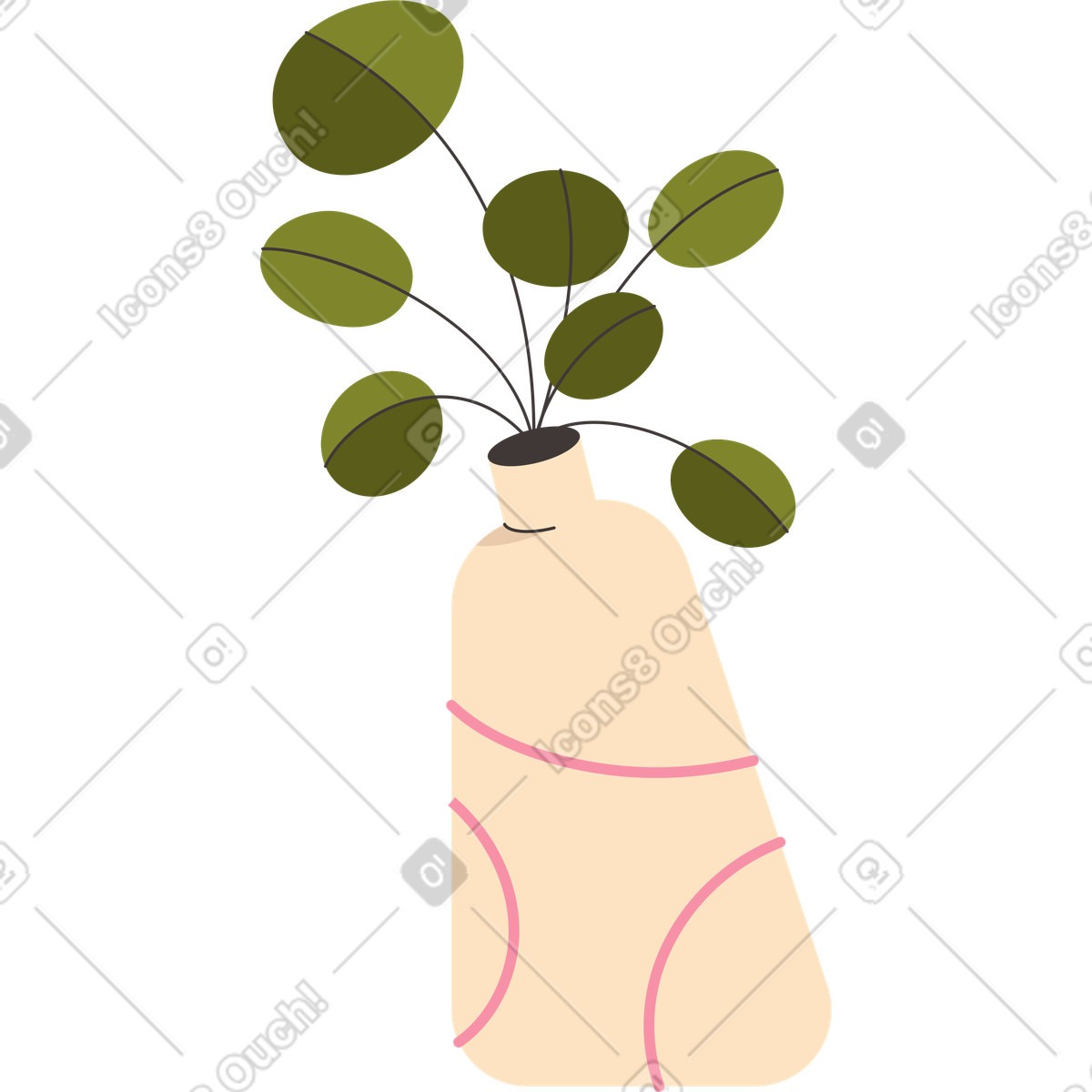 下载 Dizzy 风格的 花瓶里的花 插画，支持 PNG、SVG 格式