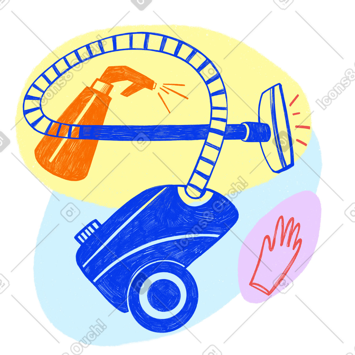 Home cleaning tools illustration in Biro style download in PNG, SVG