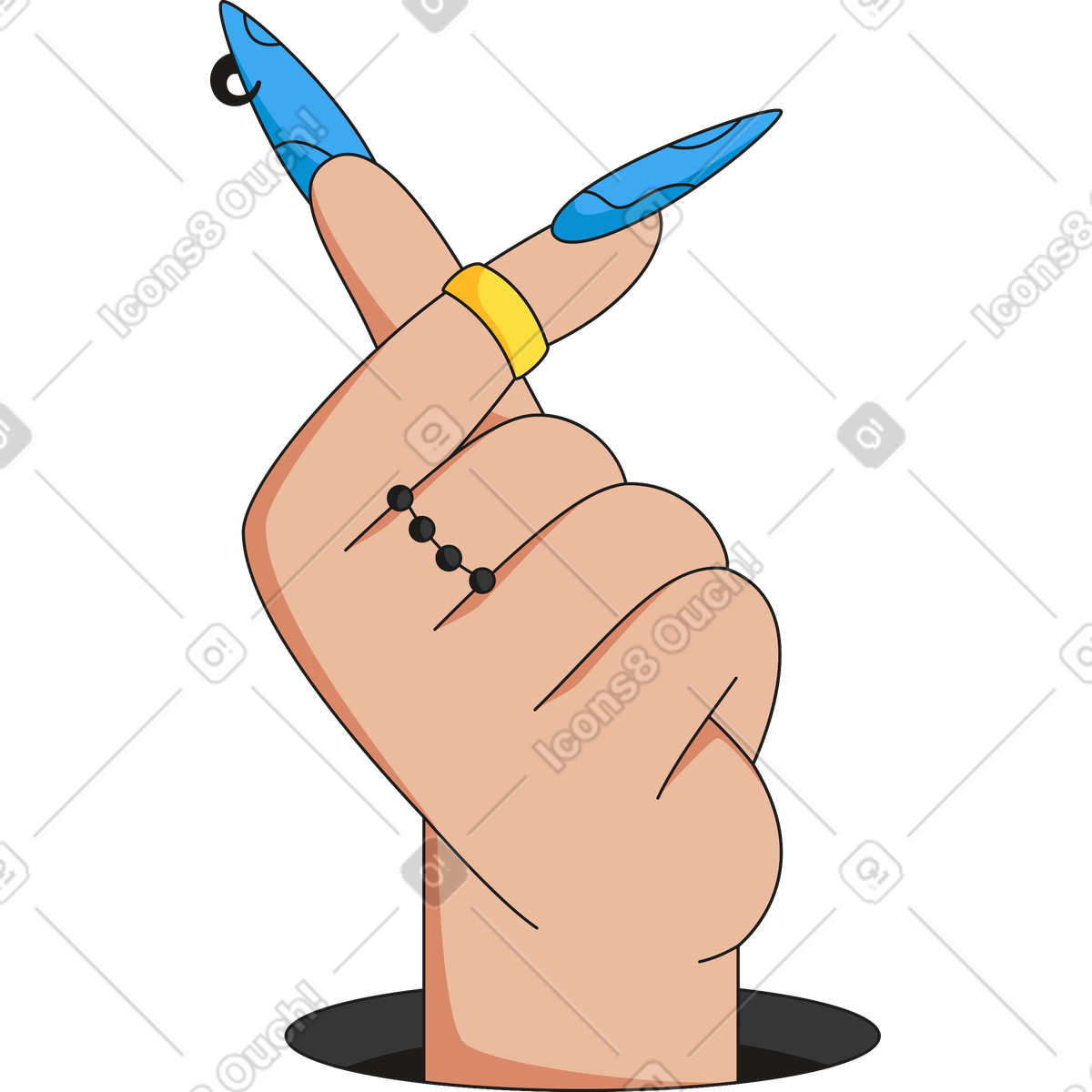 Mano con indice e pollice incrociati illustrazione in stile Moji scarica in PNG, SVG