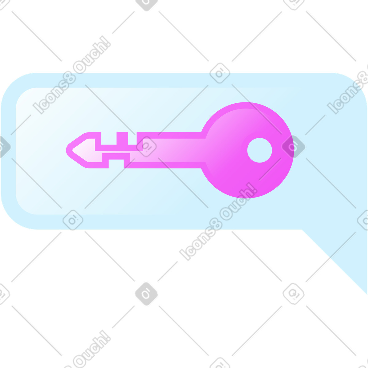 Key in speech bubble illustration Glossy style download PNG, SVG