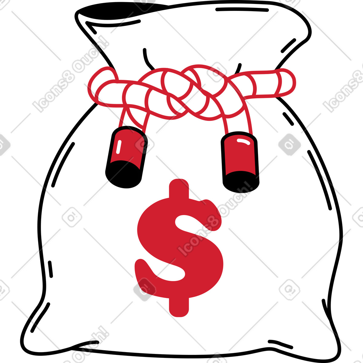 Money bag illustration in Ruby style download in PNG, SVG