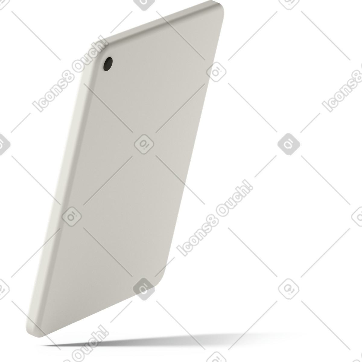 Rückansicht des weißen tablets-Illustration im 3D Casual life-Stil als Download in PNG, SVG