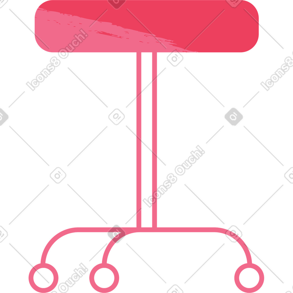 Juicy スタイルの Pink chair on wheels のイラストをPNG、SVG形式でダウンロード