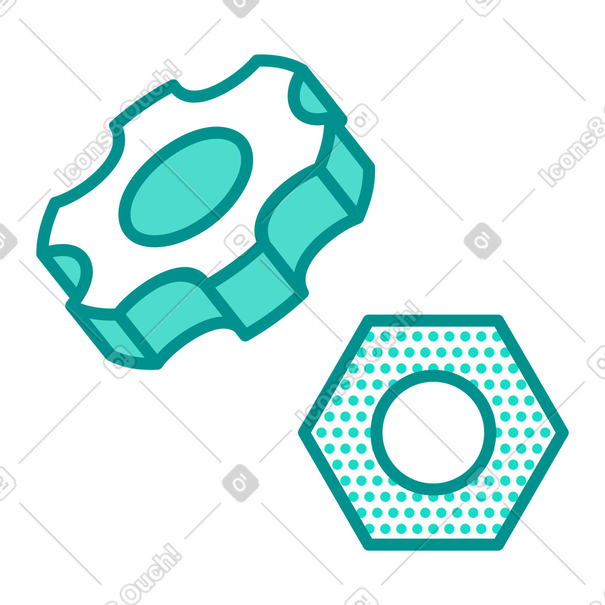 Zahnrad und schraube für einstellungen individuelle anpassung-Illustration im Natty-Stil als Download in PNG, SVG