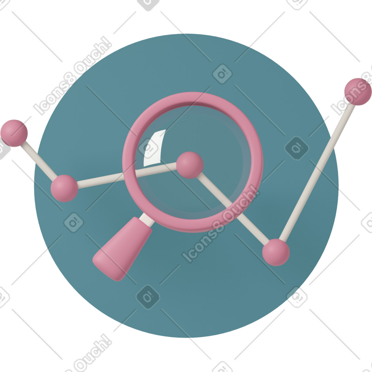 Ilustração de Line graph and loupe em no estilo 3D Casual life para baixar em PNG, SVG