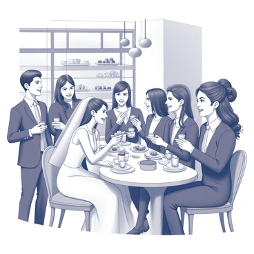 The bride and her entourage enjoying a chocolate tasting session at a chic patisserie