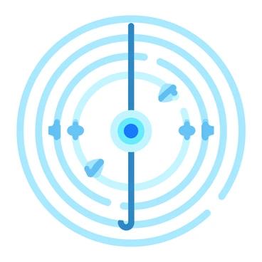 A long, straight wire is shown vertically in the center of the image, with a bright, glowing blue core that represents the current flowing through it. Surrounding the wire, there are multiple concentric circles radiating outward in shades of light blue, illustrating the electric field lines. Each line has arrows pointing away from the wire, indicating the direction of the electric field. The background is a soft gradient transitioning from light blue at the center to white at the edges, enhancing the visibility of the field lines and the wire itself.