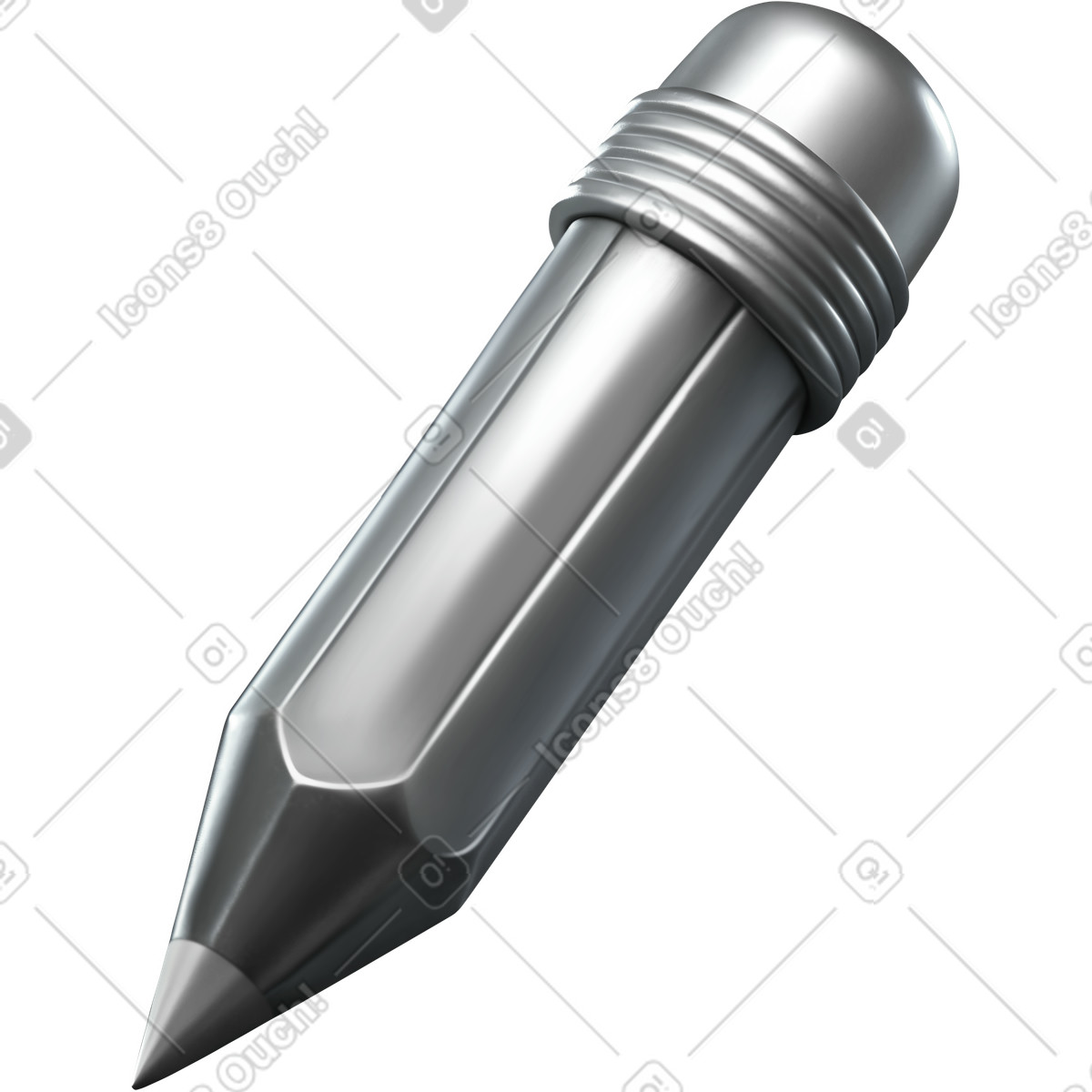 Silberner metallic-bleistift-Illustration im Chromed-Stil als Download in PNG, SVG