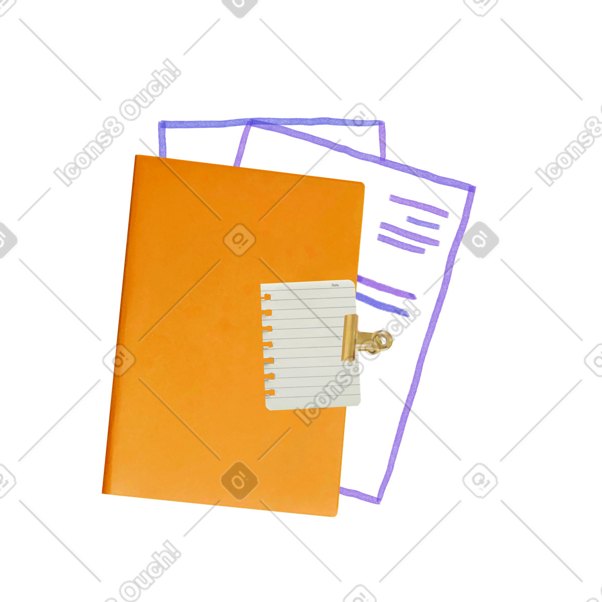 Paper folder with documents illustration in Marker style download in PNG, SVG