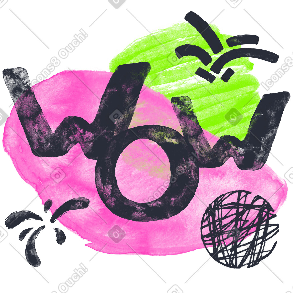 Inky スタイルの わお！ のイラストをPNG、SVG形式でダウンロード