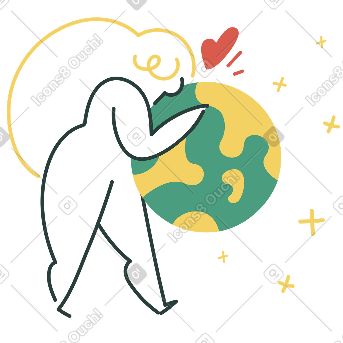 Embrace the world illustration in Macaroni style download in PNG, SVG