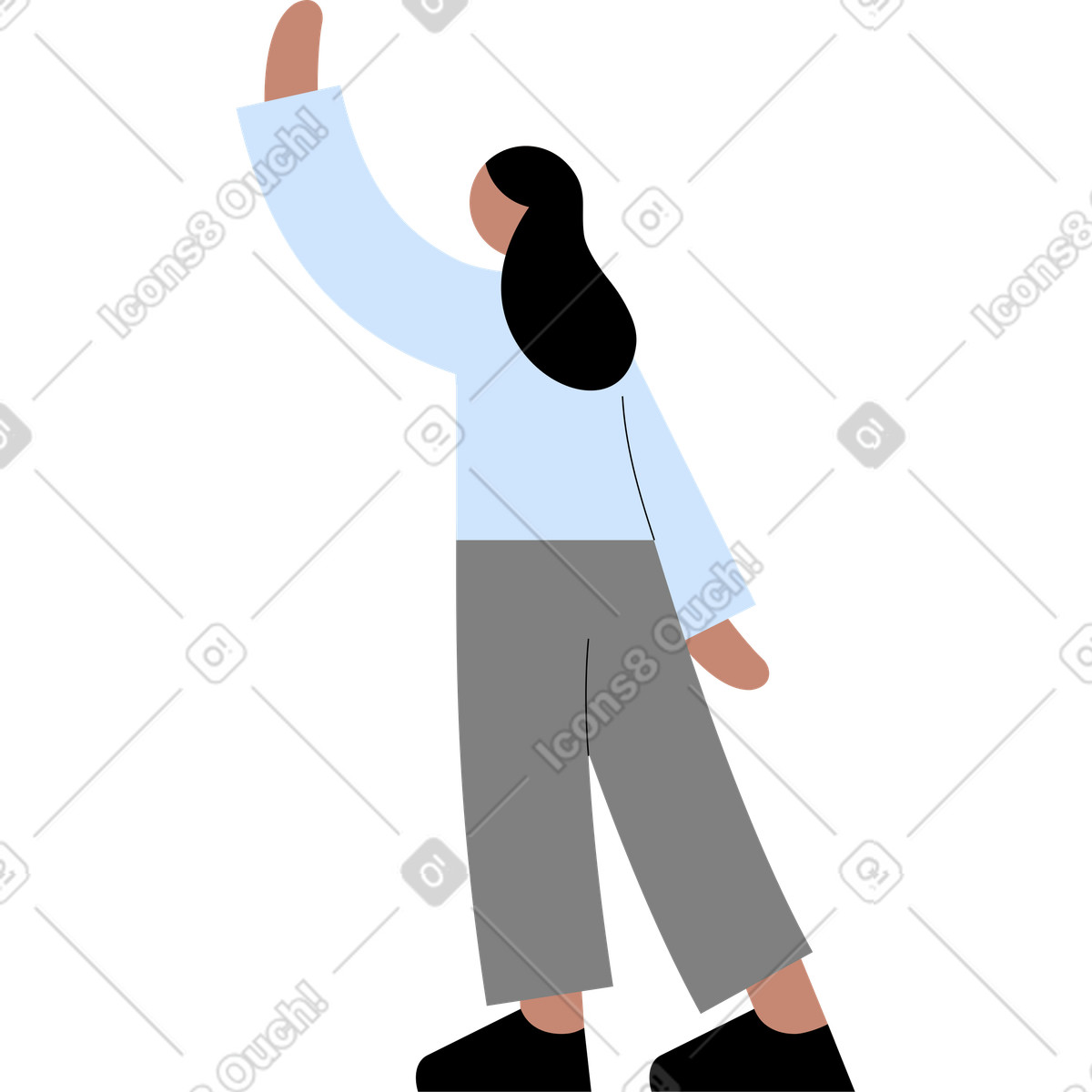 Young woman raising her hand illustration in Tiny style download in PNG, SVG