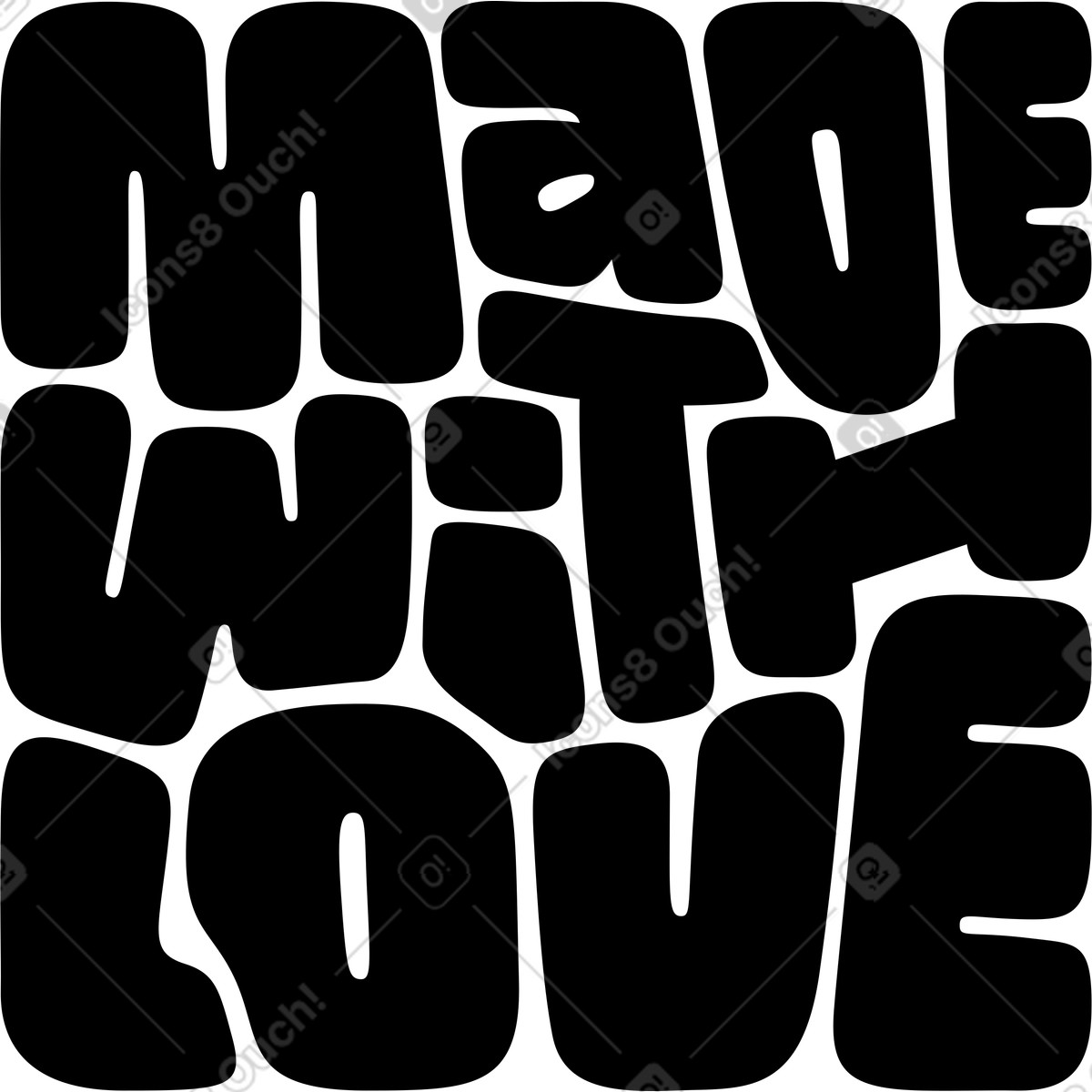 下载 Lettering 风格的 用爱的文字制作的刻字 插画，支持 PNG、SVG 格式
