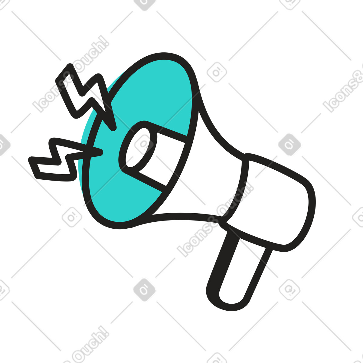 Ilustración Megaphone with sound waves, Brand promotion or social media announcement en estilo Little a descargar en PNG y SVG