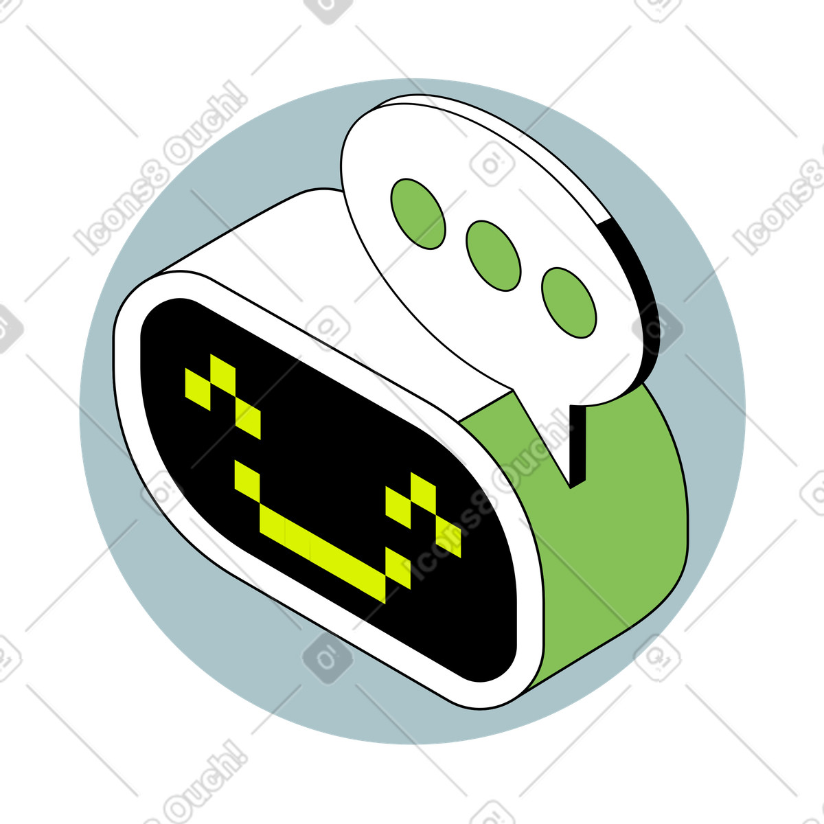 スタイルの Isometric chatbot icon with texting bubble のイラストをPNG、SVG形式でダウンロード