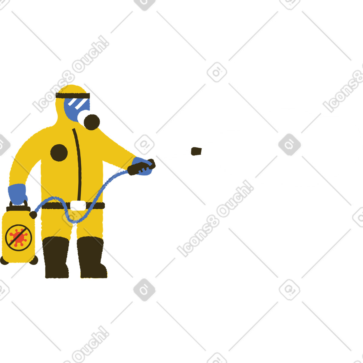 Ilustração de Homem em traje proteção desinfetante no estilo Bermuda para baixar PNG, SVG
