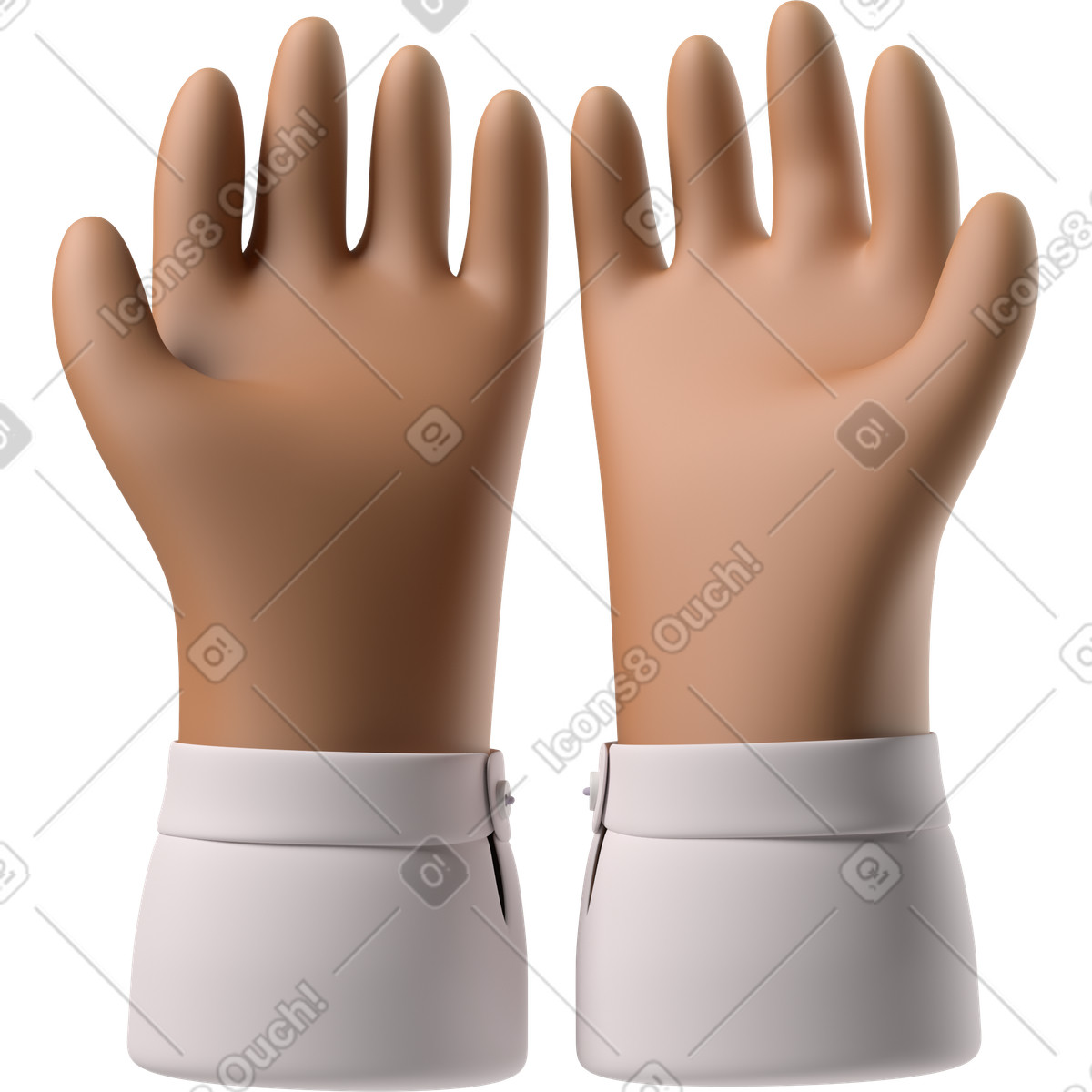 Mani a coppa marroni illustrazione in stile 3D Hands Fun&Wild scarica in PNG, SVG