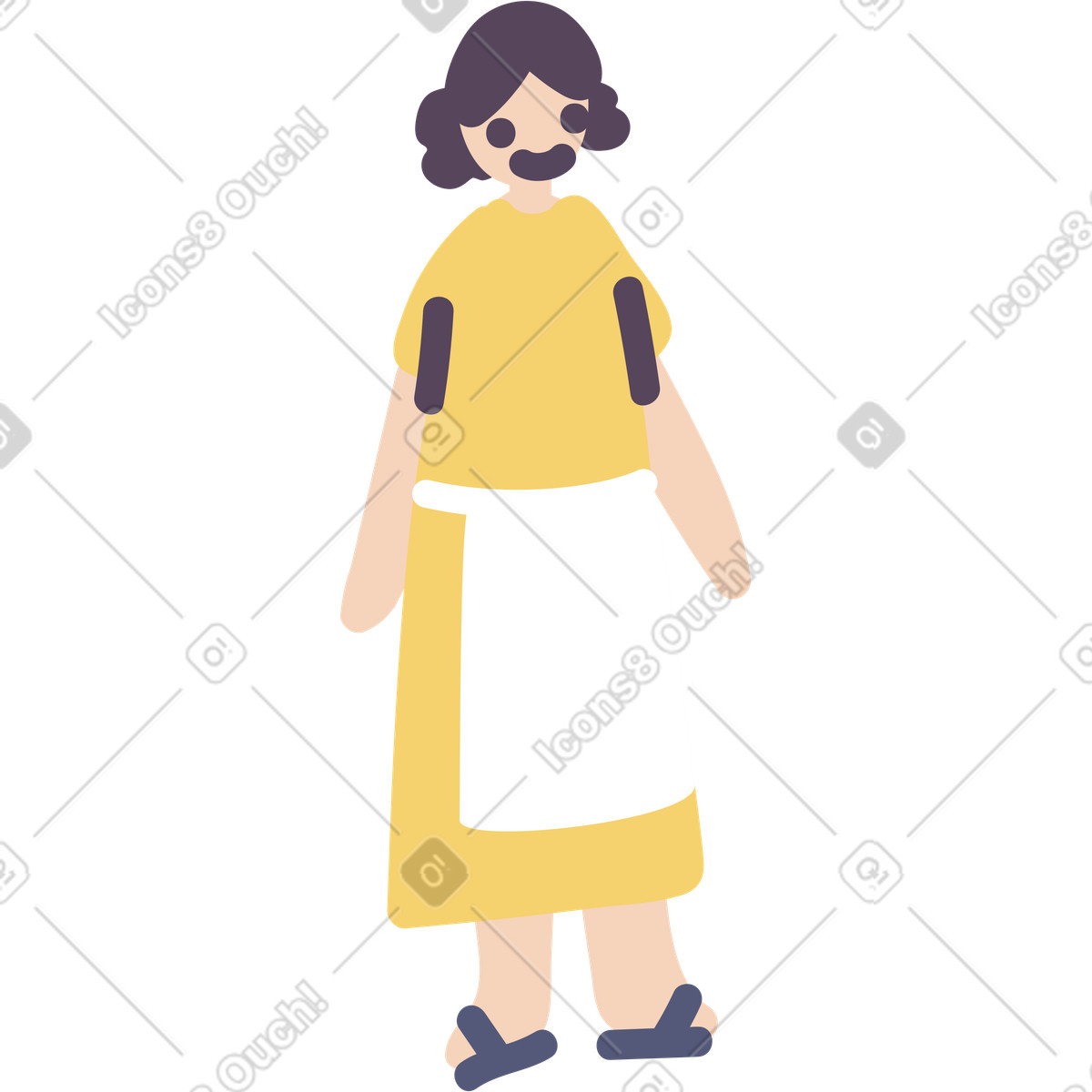 Pluto スタイルの エプロンを着た笑顔の女の子 のイラストをPNG、SVG形式でダウンロード