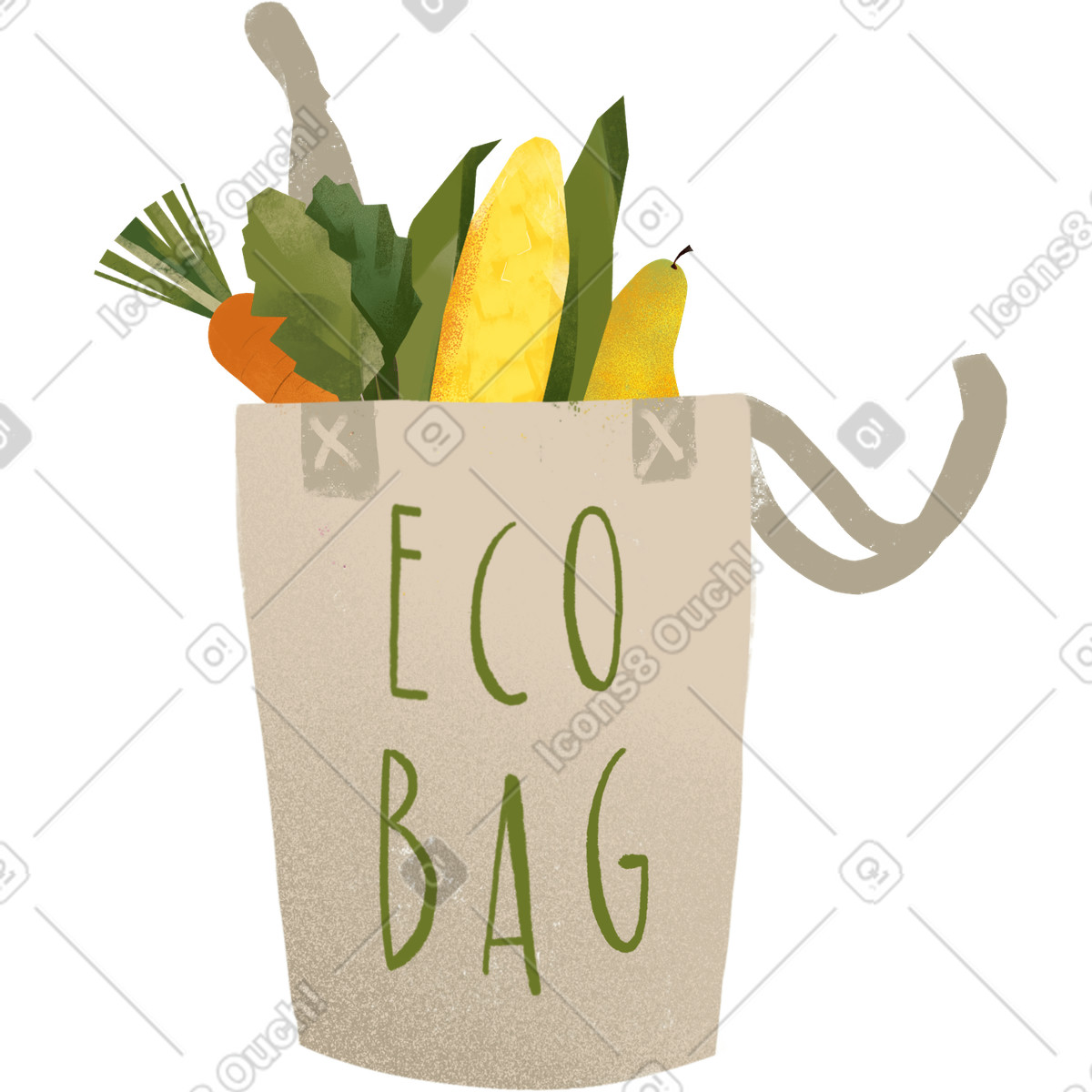 Eco bag full vegetables and fruits illustrazione in stile Fabulous scarica in PNG, SVG