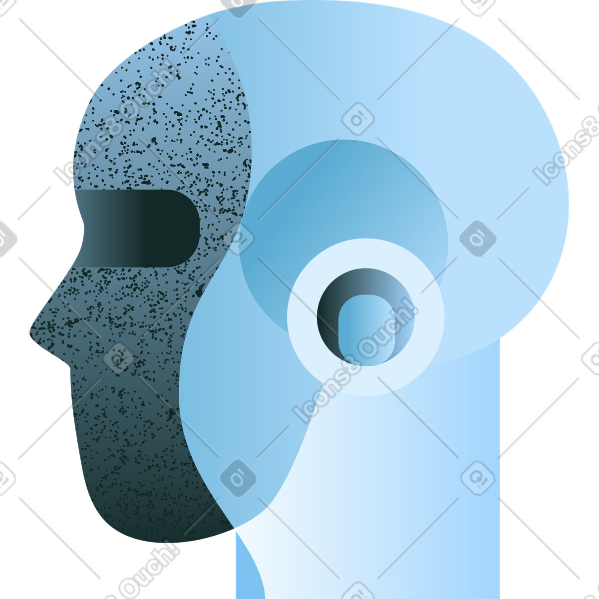 Testa di robot umanizzata illustrazione in stile Concept scarica in PNG, SVG