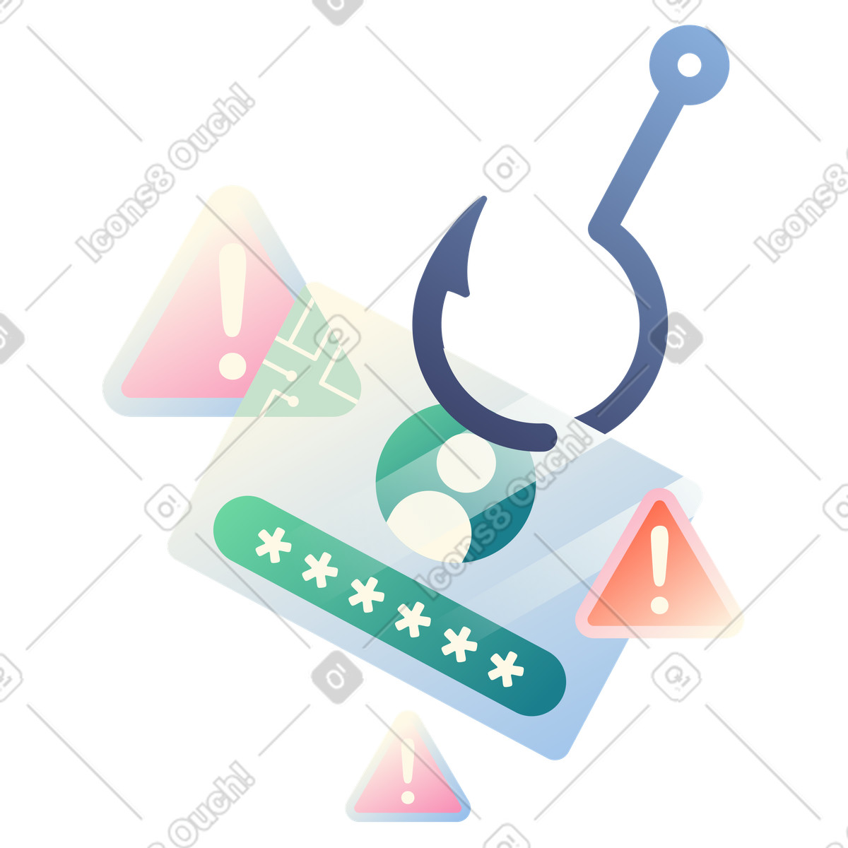 Phishing e furto di dati dall'account illustrazione in stile Beam scarica in PNG, SVG