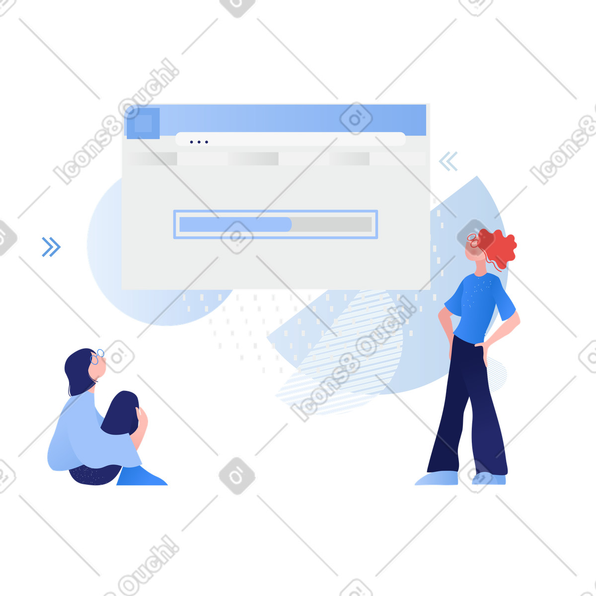 Illustration animée Attendre aux formats GIF, Lottie (JSON) et AE