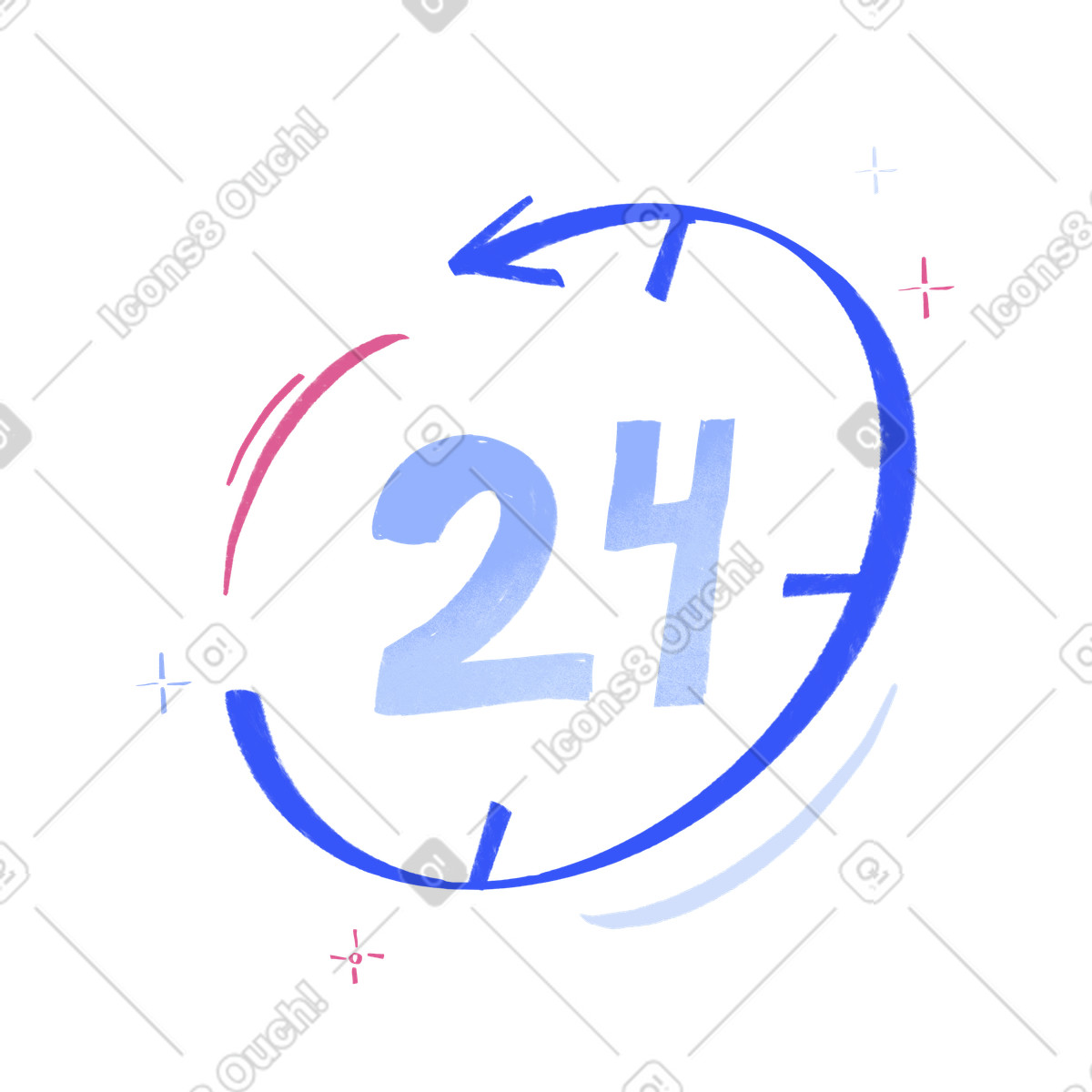Иллюстрация Twenty four hours service в стиле Quirky — скачать в форматах PNG, SVG