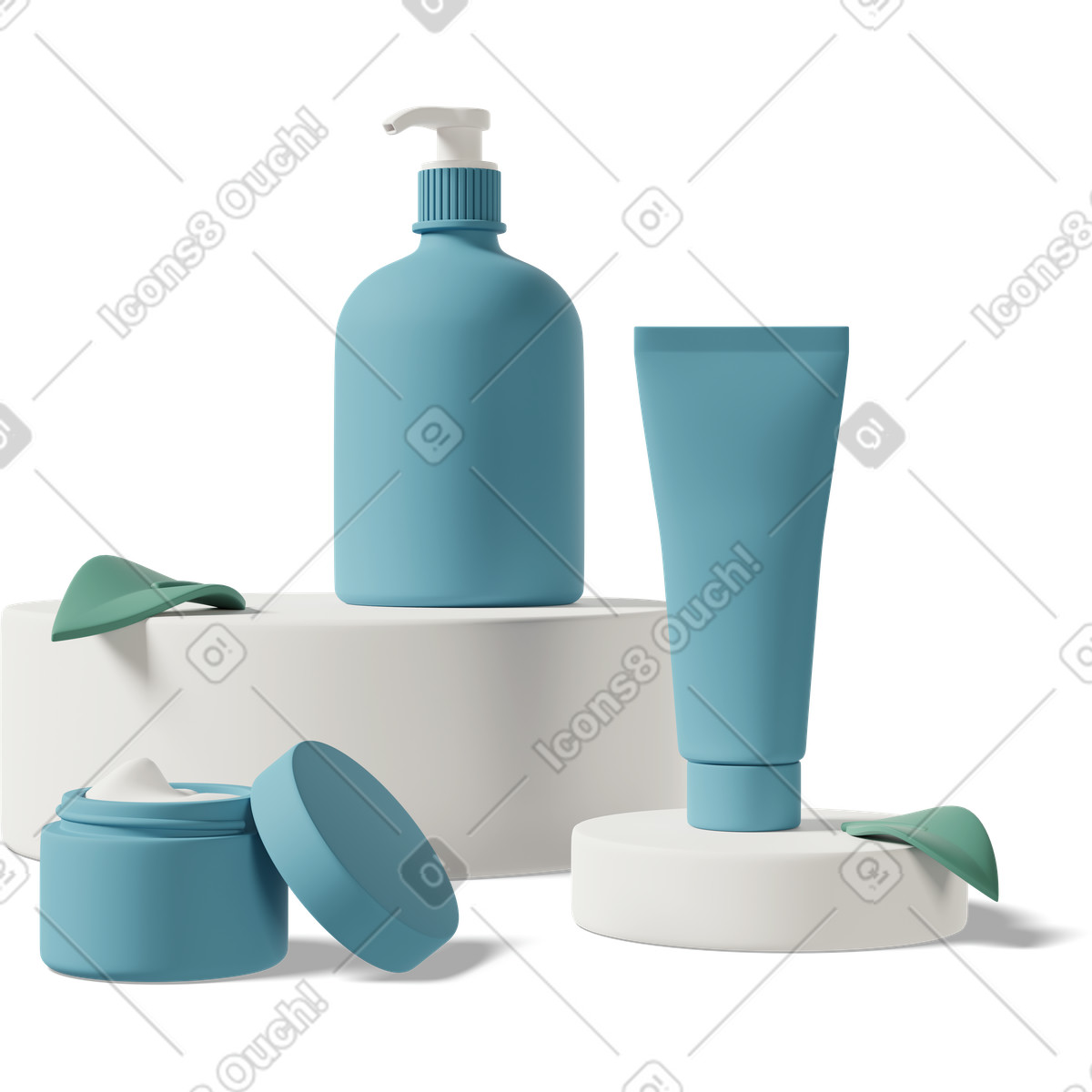 Blue skincare bundle-Illustration im 3D Casual life-Stil als Download in PNG, SVG