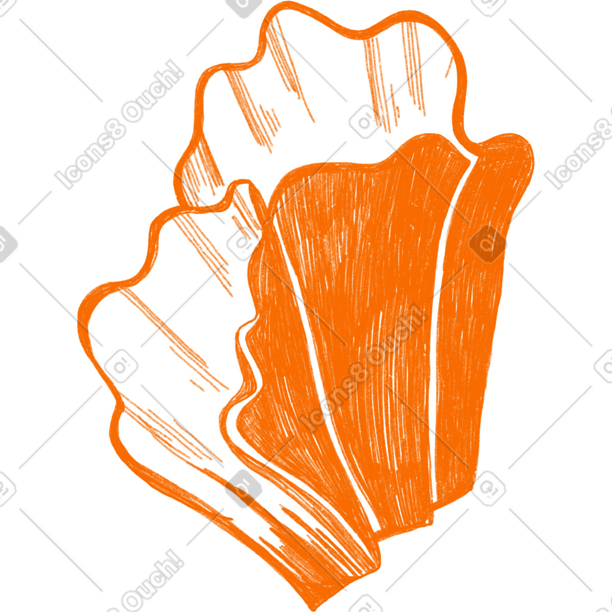 Orange lettuce leaves illustrazione in stile Biro scarica in PNG, SVG