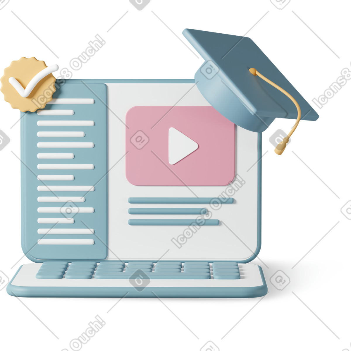 Laptop composition video illustration educational college clipart graphics vector images