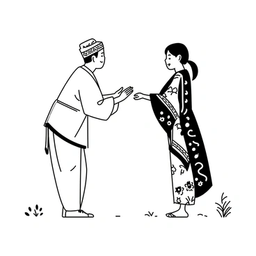 Two people from different cultures bowing respectfully to each other