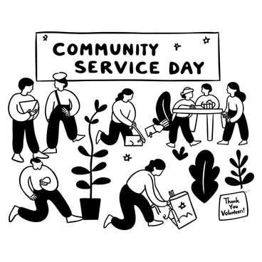 A community service event where people are helping others, forging connections while giving back