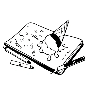 An illustration of a melting ice cream cone dripping over a sketchpad