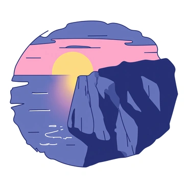 The first light of sunrise casts a golden glow on the rugged surface of a cliff. The cliff has jagged edges and is composed of grayish rock formations that contrast with the warm glow. Subtle shadows are visible along the crevices, adding depth to the scene. The sky above is transitioning from dark blue to lighter hues, with soft orange and pink tones emerging. Below the cliff, there is a calm body of water reflecting the golden light, enhancing the overall warmth of the image.