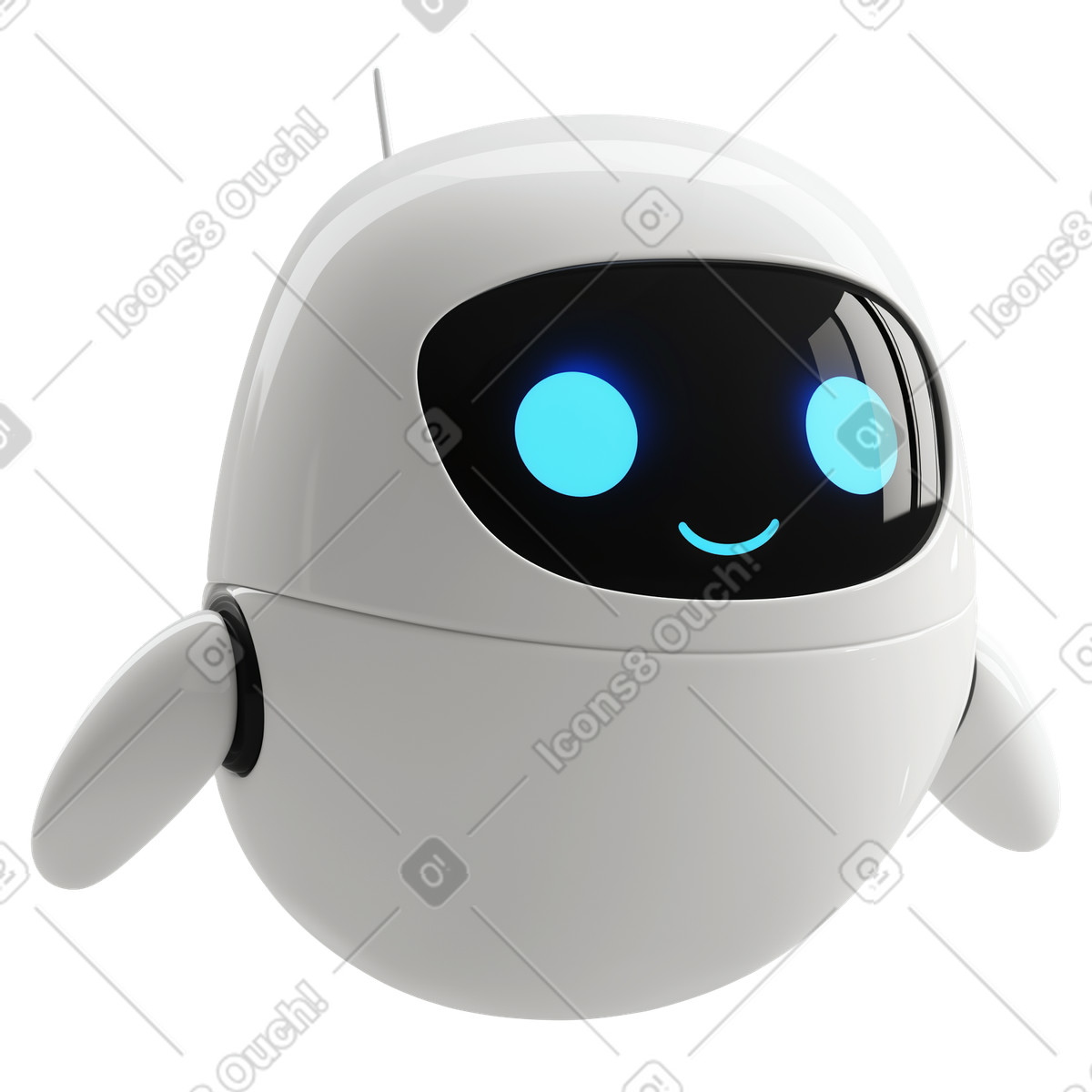 3D Cutie スタイルの 白いかわいいチャットボット のイラストをPNG、SVG形式でダウンロード