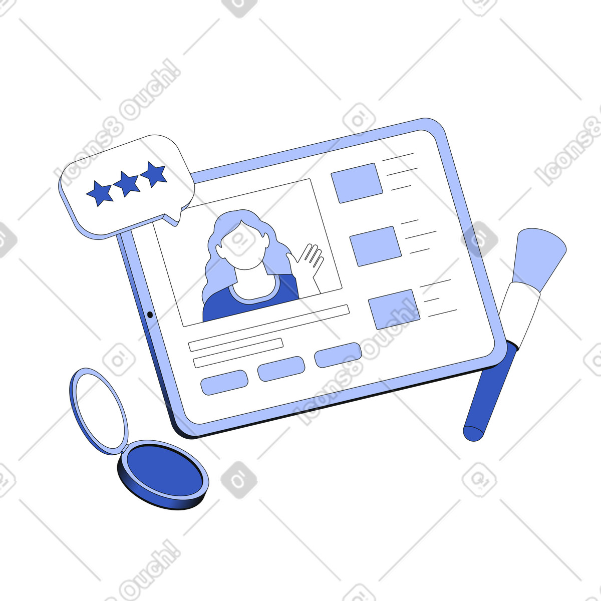 Blog di bellezza e make up con video post illustrazione in stile Techny scarica in PNG, SVG