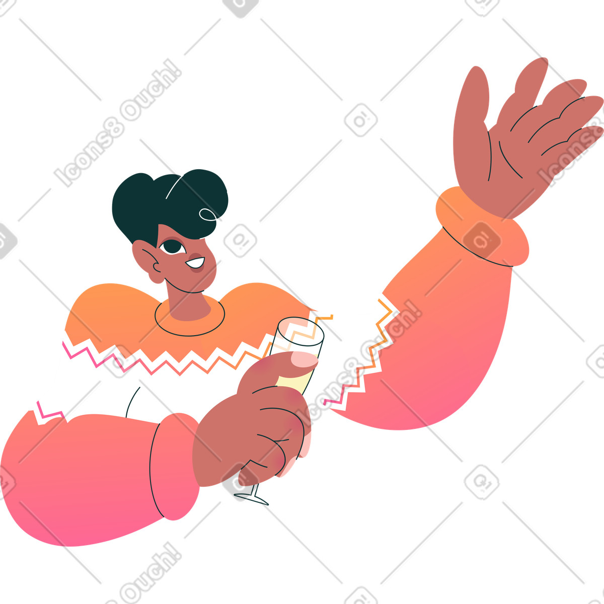 Illustration Homme en pull de noël avec un verre dans le style Florid à télécharger aux formats PNG, SVG