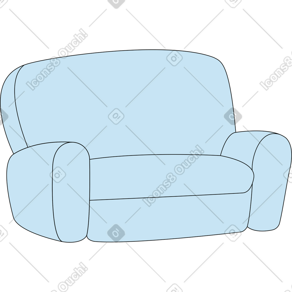 Blue sofa illustration in Kindy style download in PNG, SVG