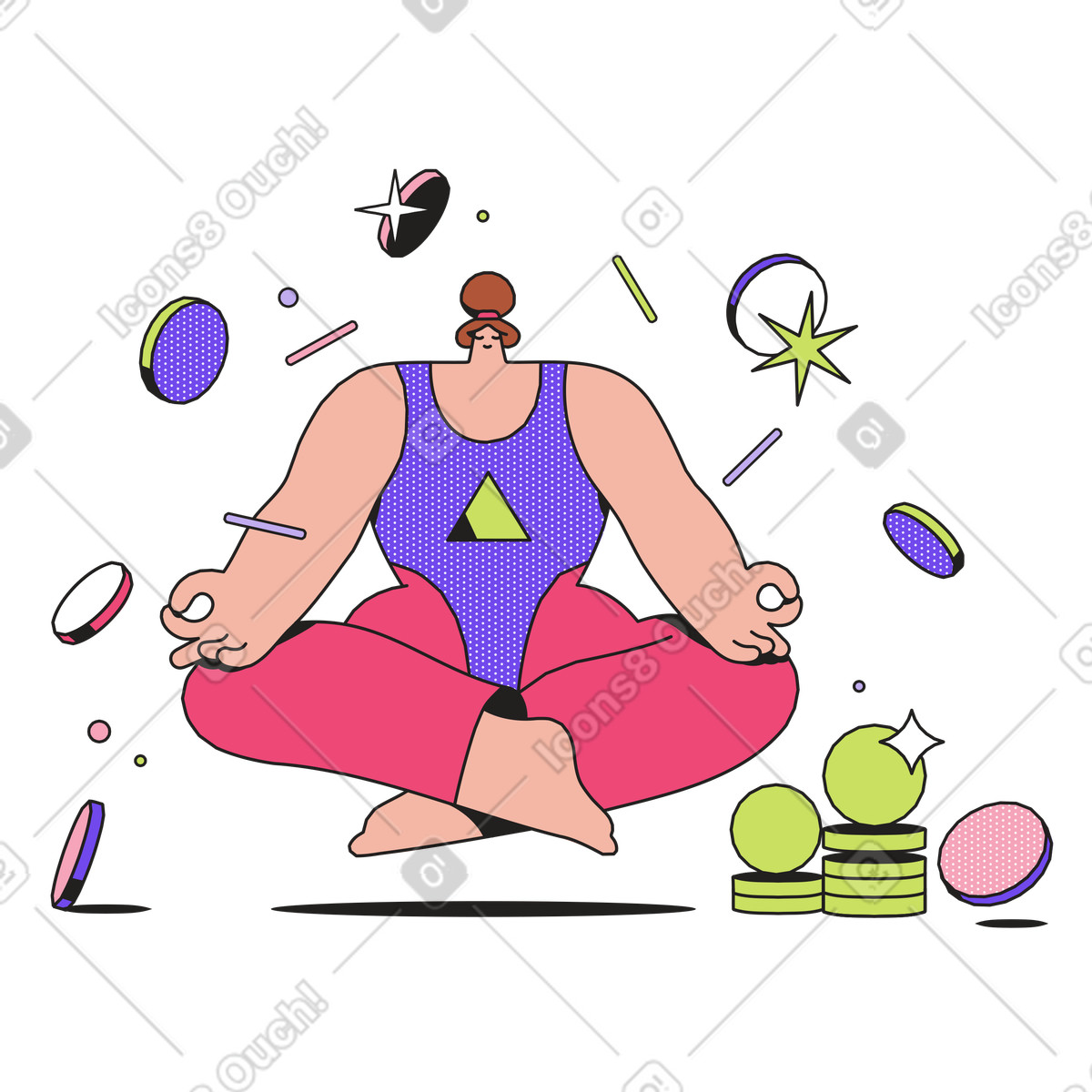 Reflexionen und meditation zum thema budgeteinsparung animierte Illustration im Dazzle-Stil als Download in GIF, Lottie (JSON), AE