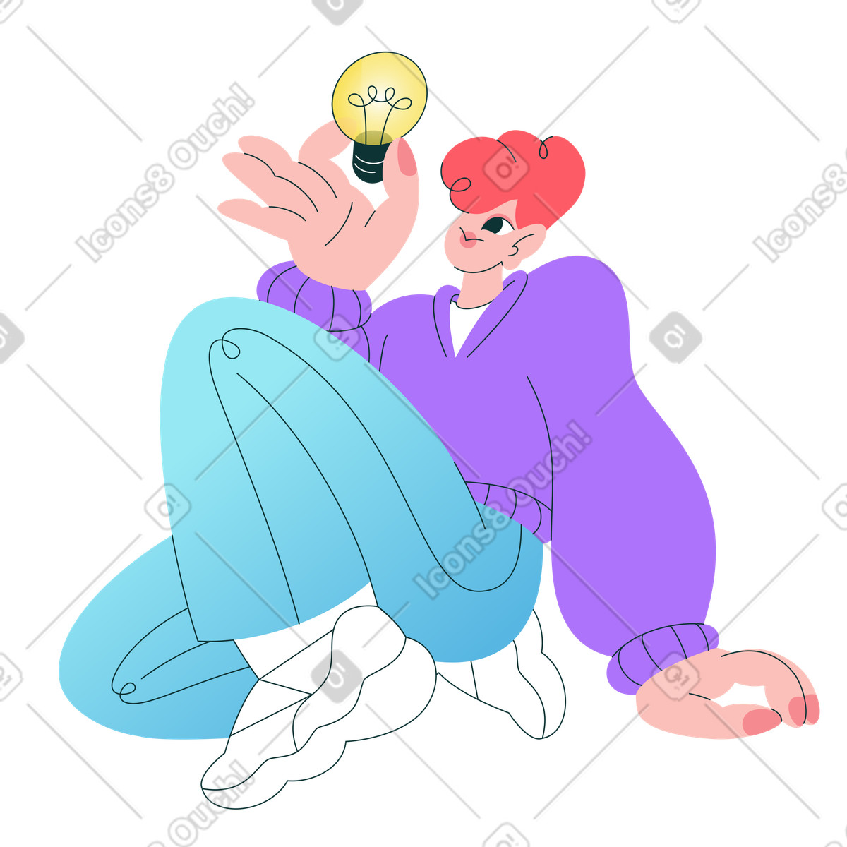 Florid スタイルの New idea, Problem solving and Inspiration のイラストをPNG、SVG形式でダウンロード