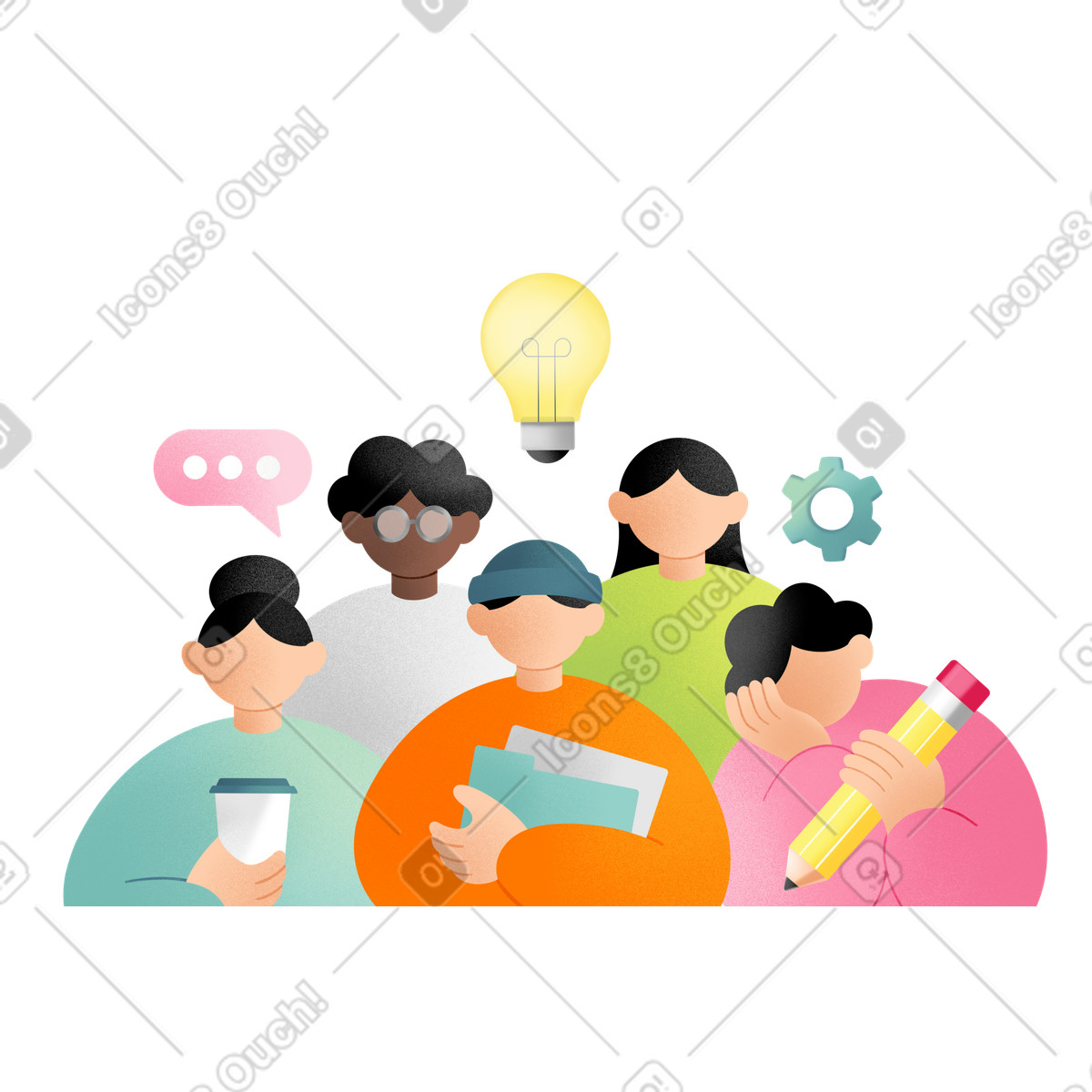 Ilustração de Company of young people em no estilo Joy para baixar em PNG, SVG