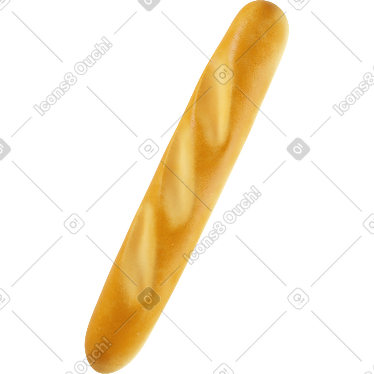 Stangenbrot-Illustration im 3D Business-Stil als Download in PNG, SVG