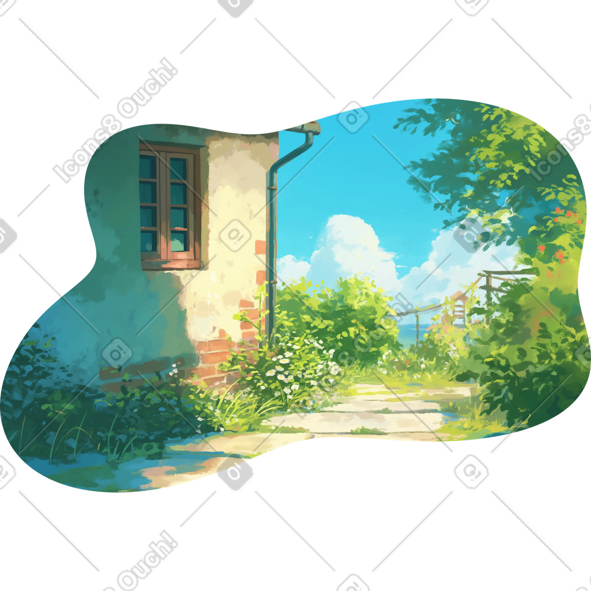 Summer lodge background illustration in Scenes style download in PNG, SVG