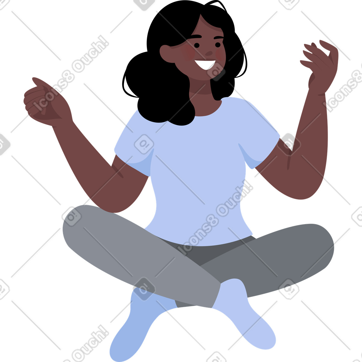 Illustration Fille en position du lotus dans le style Lagom à télécharger aux formats PNG, SVG