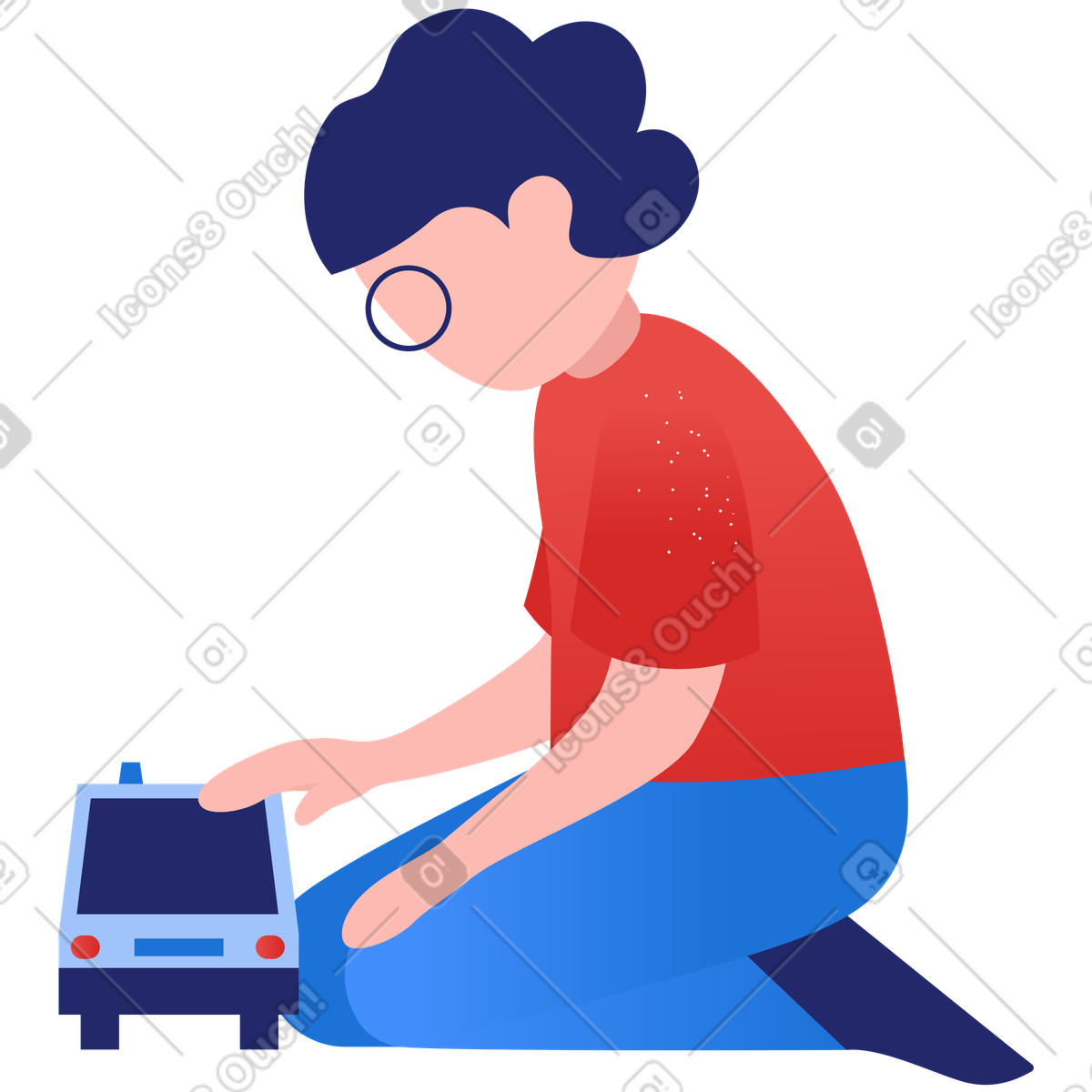 Kid with car illustration in Clip style download in PNG, SVG